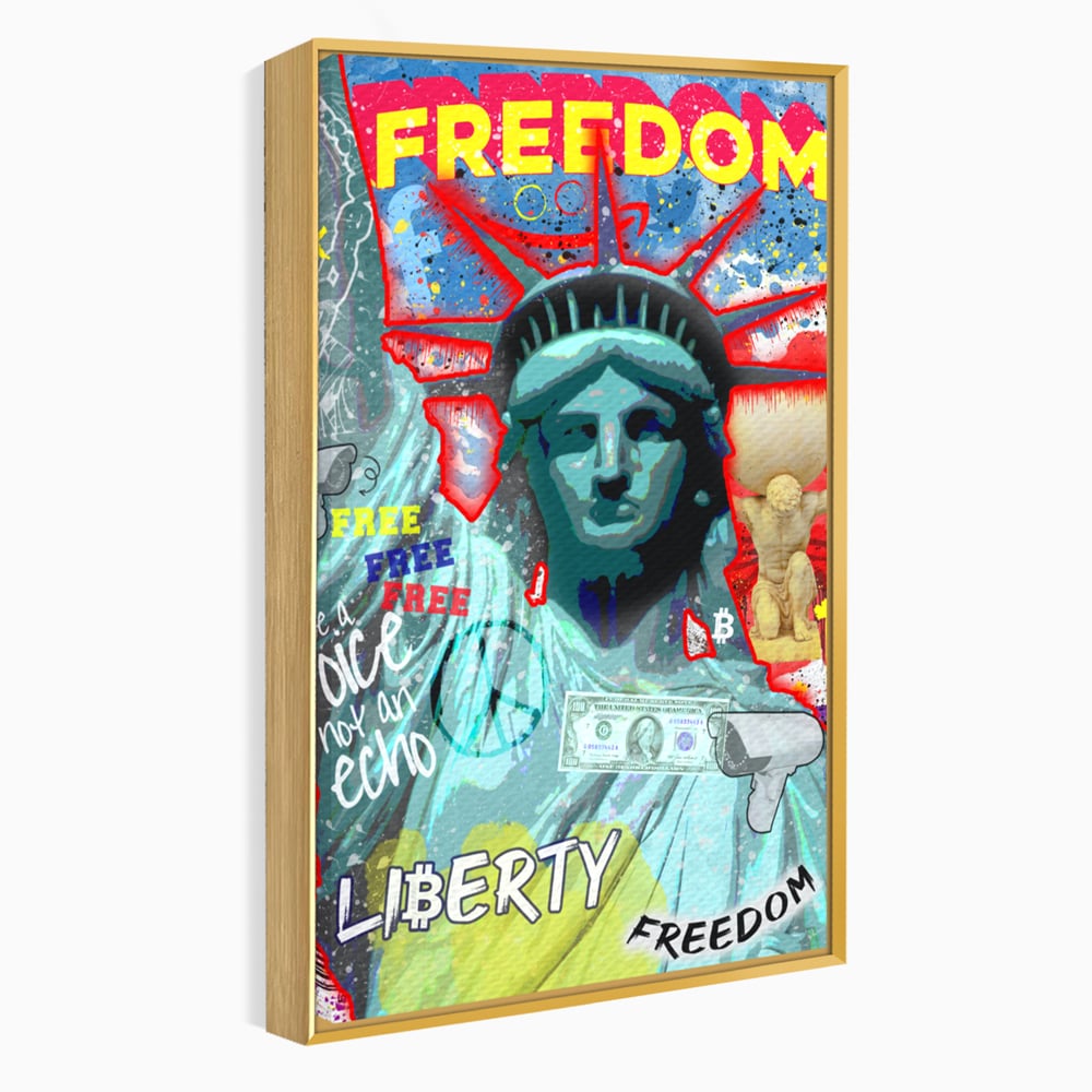 Tablou Canvas Premium LuxCanva® B1014, Statuia Libertatii , Motivational, America, Zeita Libertatii, Culori Vibrante