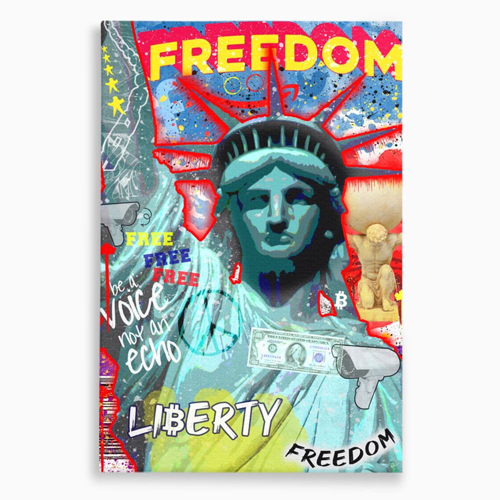 Tablou Canvas Premium LuxCanva® B1014, Statuia Libertatii , Motivational, America, Zeita Libertatii, Culori Vibrante