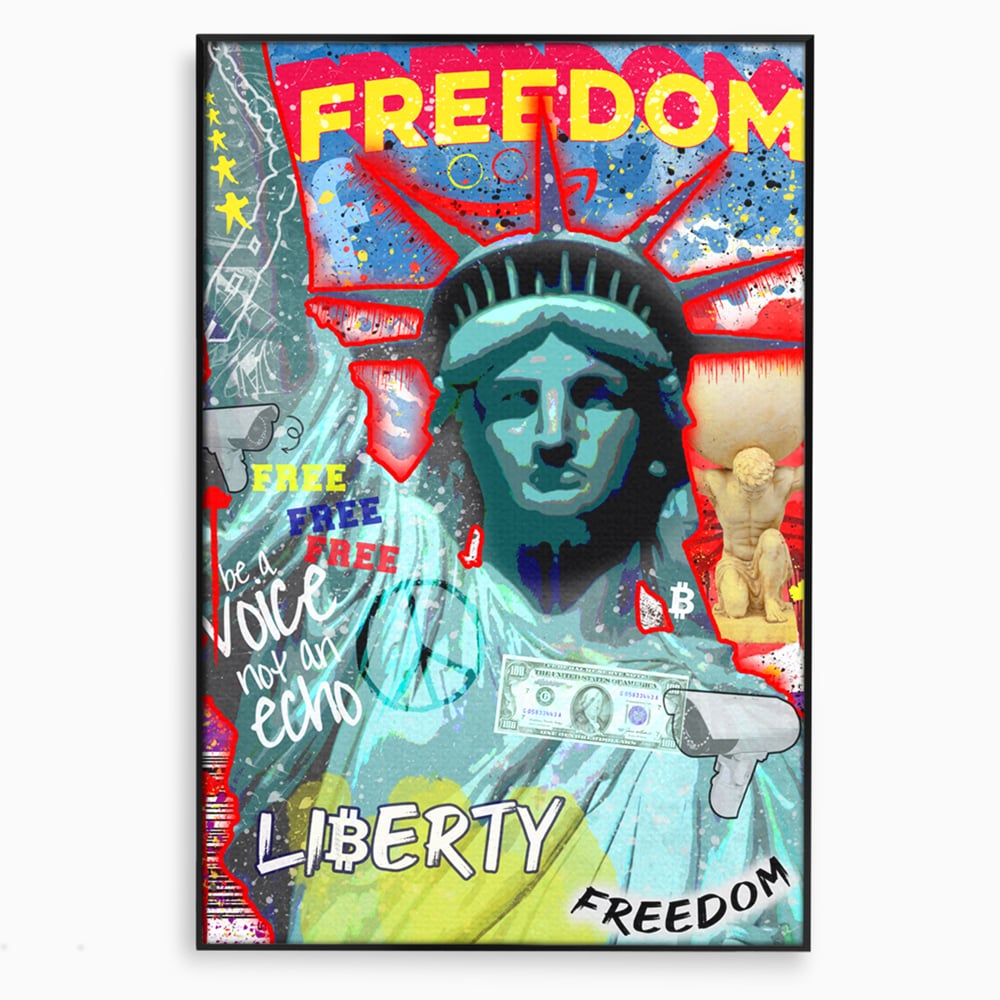 Tablou Canvas Premium LuxCanva® B1014, Statuia Libertatii , Motivational, America, Zeita Libertatii, Culori Vibrante