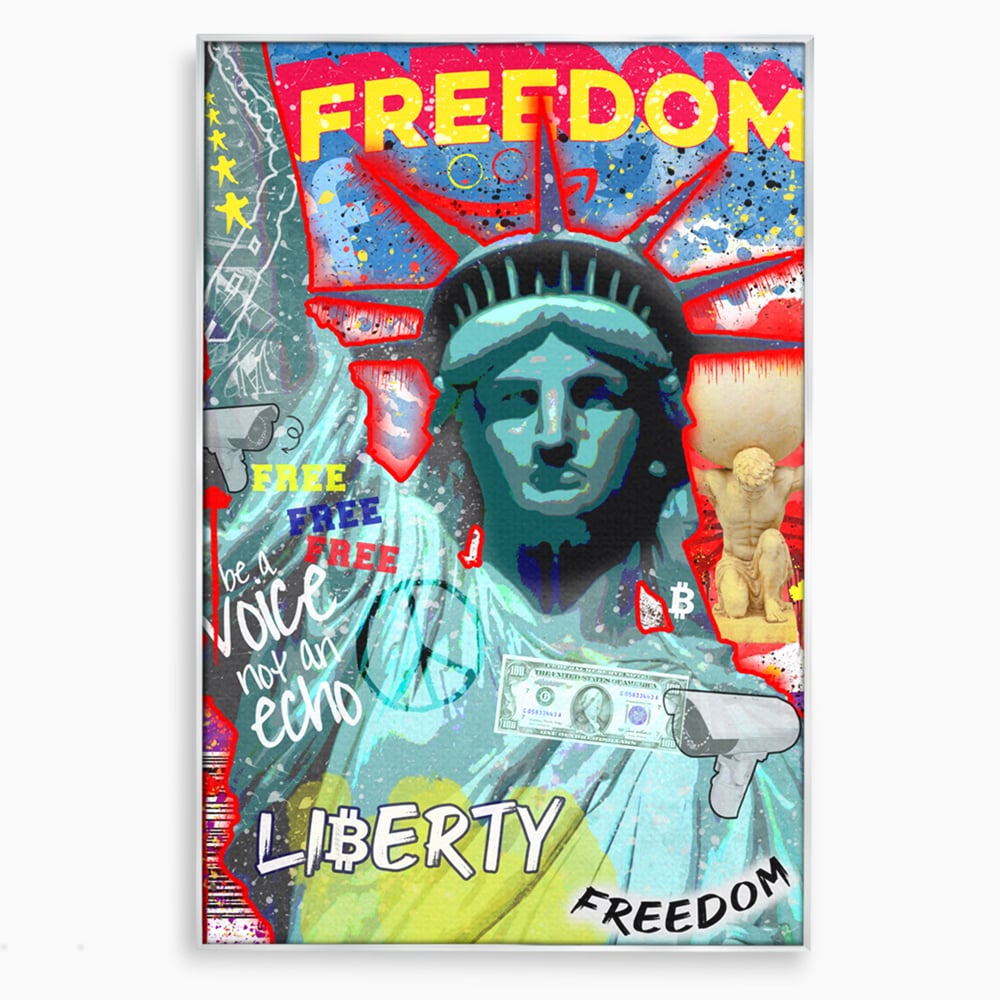 Tablou Canvas Premium LuxCanva® B1014, Statuia Libertatii , Motivational, America, Zeita Libertatii, Culori Vibrante
