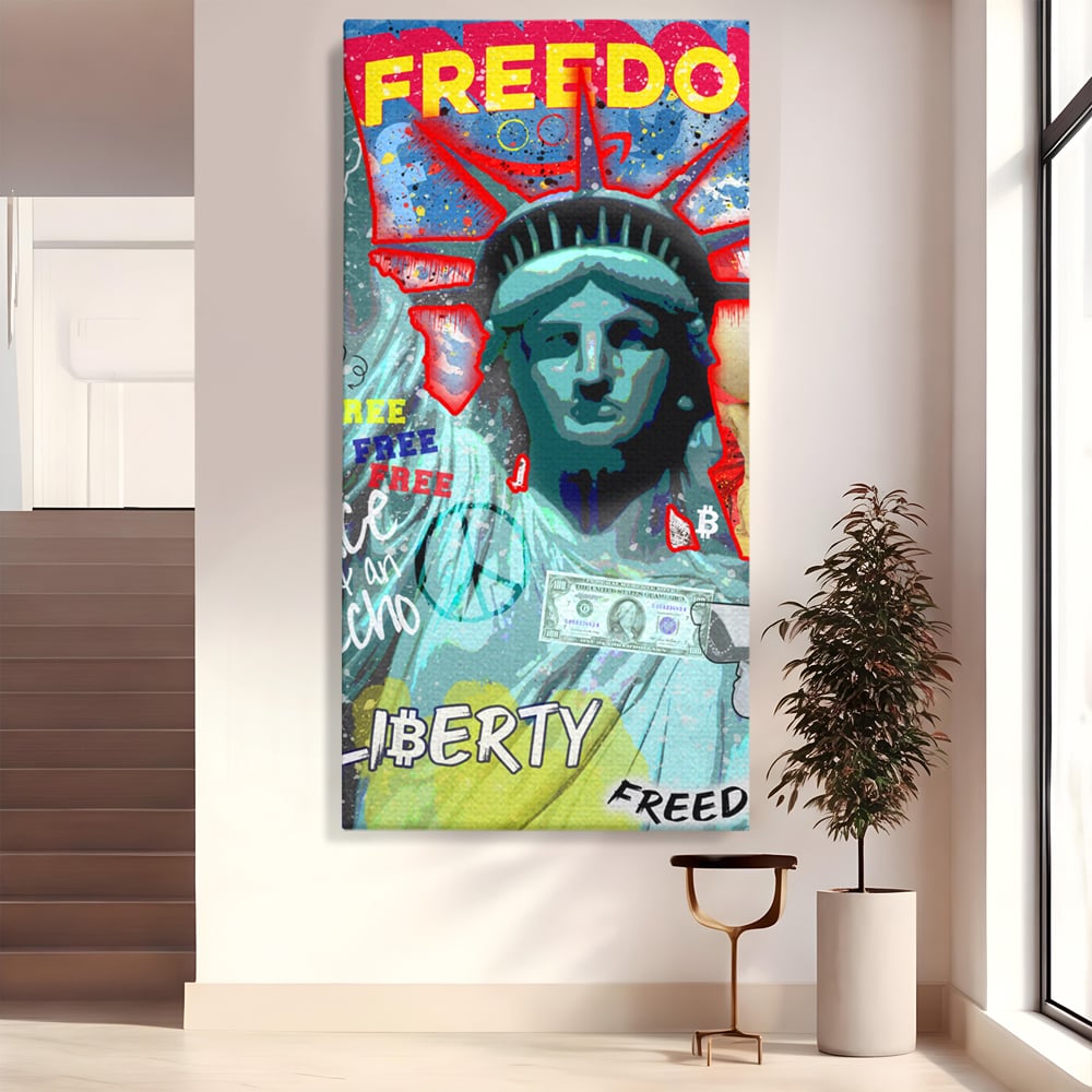 Tablou Canvas Premium LuxCanva® B1014, Statuia Libertatii , Motivational, America, Zeita Libertatii, Culori Vibrante
