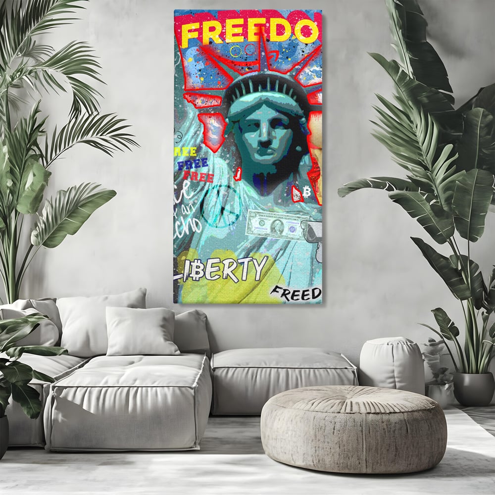 Tablou Canvas Premium LuxCanva® B1014, Statuia Libertatii , Motivational, America, Zeita Libertatii, Culori Vibrante