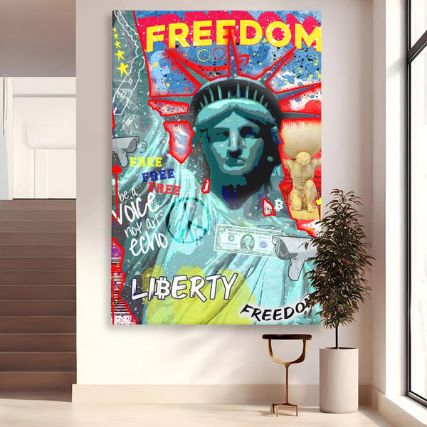 Tablou Canvas Premium LuxCanva® B1014, Statuia Libertatii , Motivational, America, Zeita Libertatii, Culori Vibrante