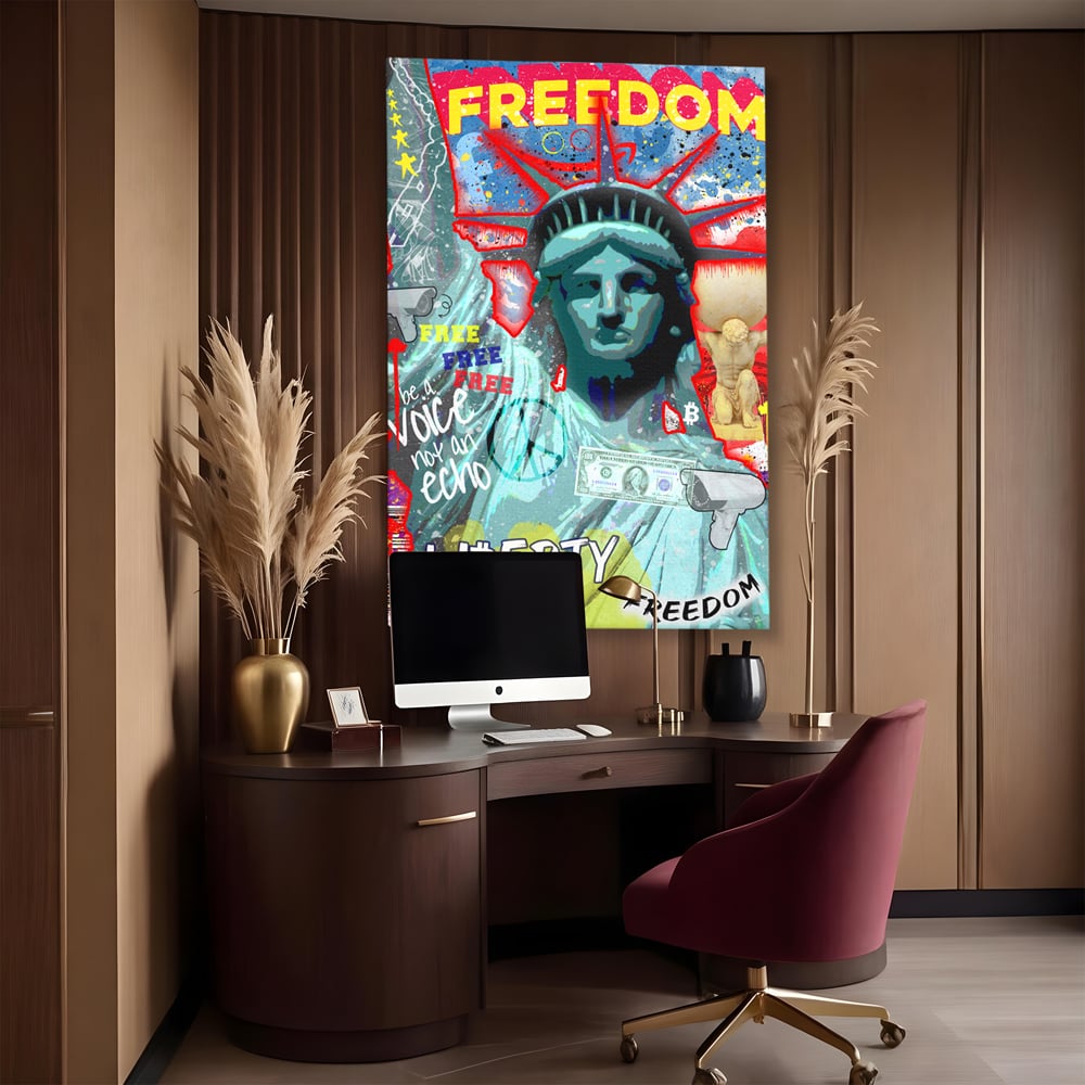 Tablou Canvas Premium LuxCanva® B1014, Statuia Libertatii , Motivational, America, Zeita Libertatii, Culori Vibrante