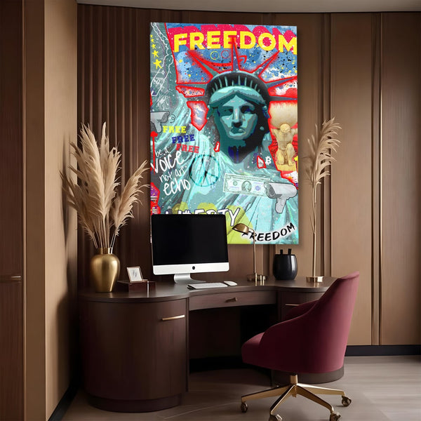 Tablou Canvas Premium LuxCanva® B1014, Statuia Libertatii , Motivational, America, Zeita Libertatii, Culori Vibrante