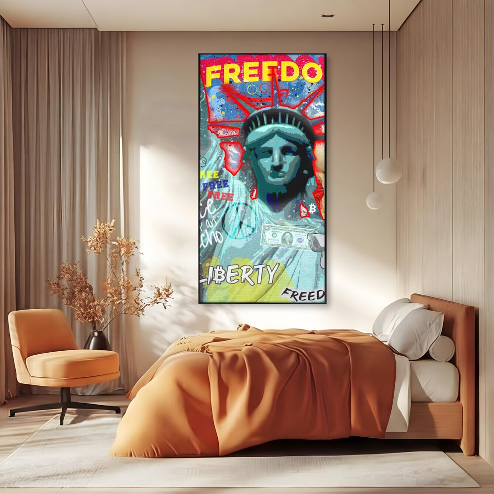 Tablou Canvas Premium LuxCanva® B1014, Statuia Libertatii , Motivational, America, Zeita Libertatii, Culori Vibrante