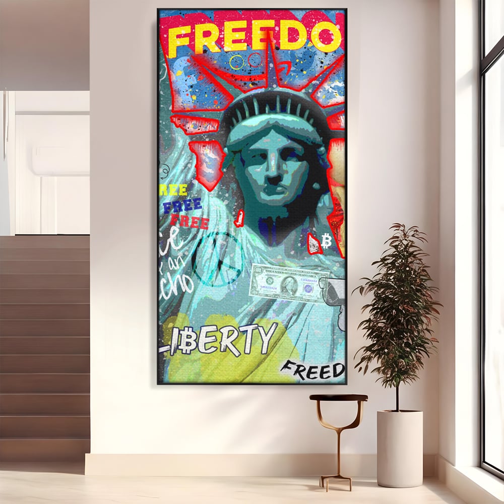 Tablou Canvas Premium LuxCanva® B1014, Statuia Libertatii , Motivational, America, Zeita Libertatii, Culori Vibrante