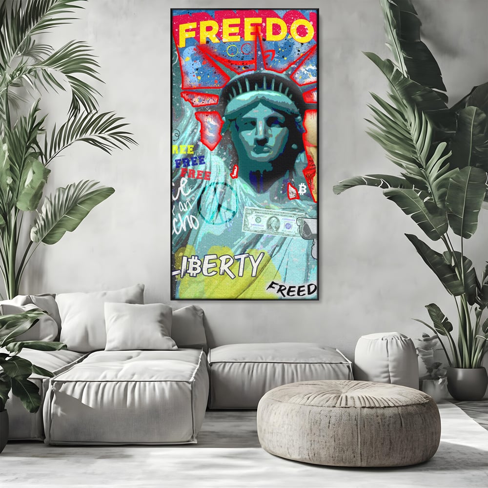 Tablou Canvas Premium LuxCanva® B1014, Statuia Libertatii , Motivational, America, Zeita Libertatii, Culori Vibrante