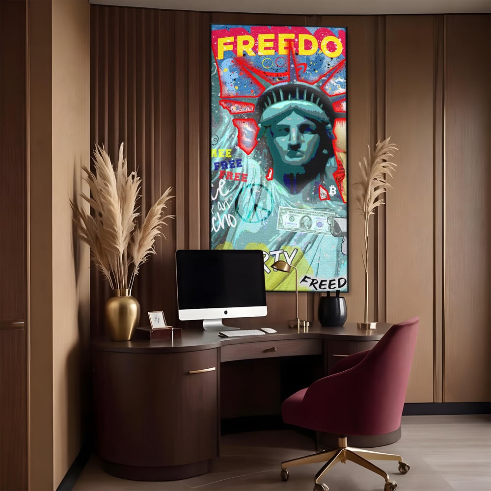 Tablou Canvas Premium LuxCanva® B1014, Statuia Libertatii , Motivational, America, Zeita Libertatii, Culori Vibrante