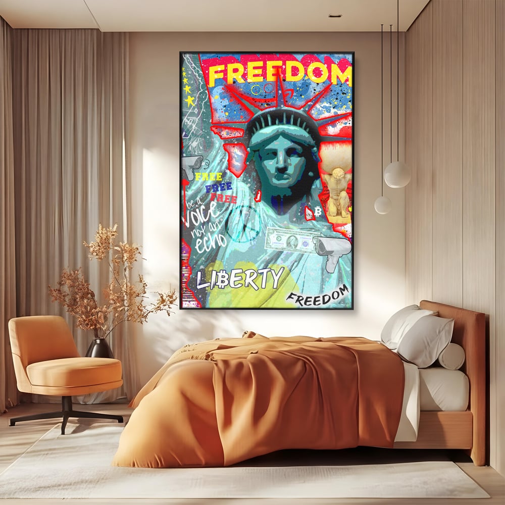 Tablou Canvas Premium LuxCanva® B1014, Statuia Libertatii , Motivational, America, Zeita Libertatii, Culori Vibrante