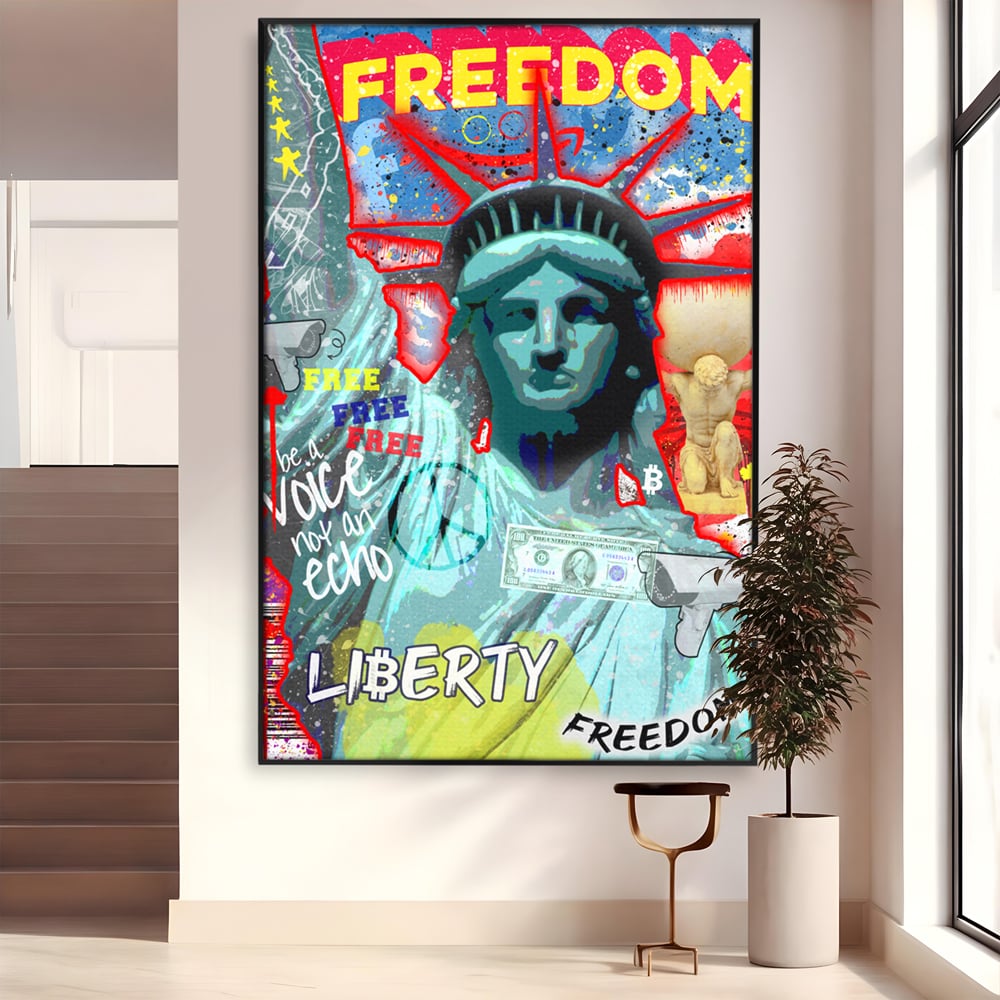 Tablou Canvas Premium LuxCanva® B1014, Statuia Libertatii , Motivational, America, Zeita Libertatii, Culori Vibrante
