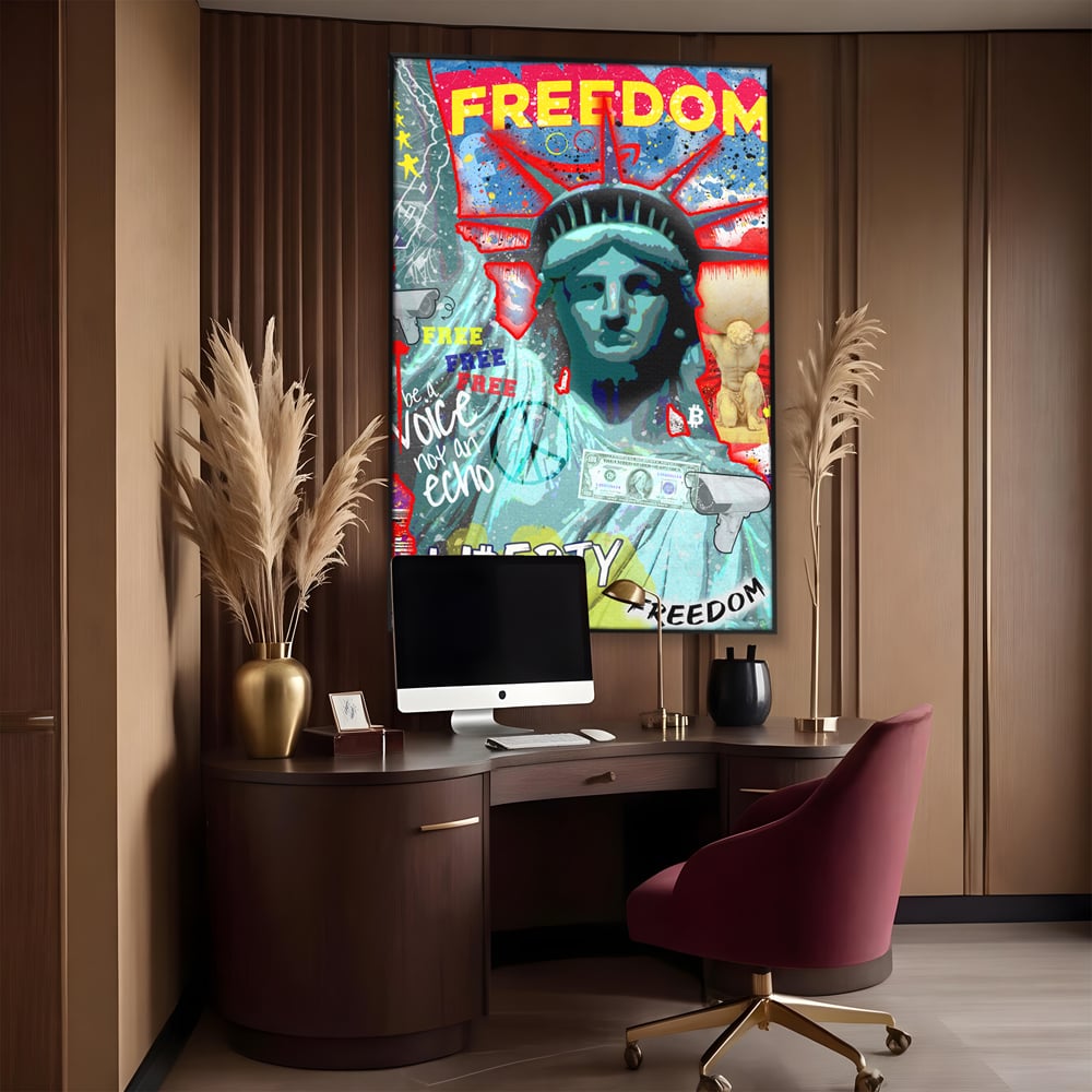 Tablou Canvas Premium LuxCanva® B1014, Statuia Libertatii , Motivational, America, Zeita Libertatii, Culori Vibrante