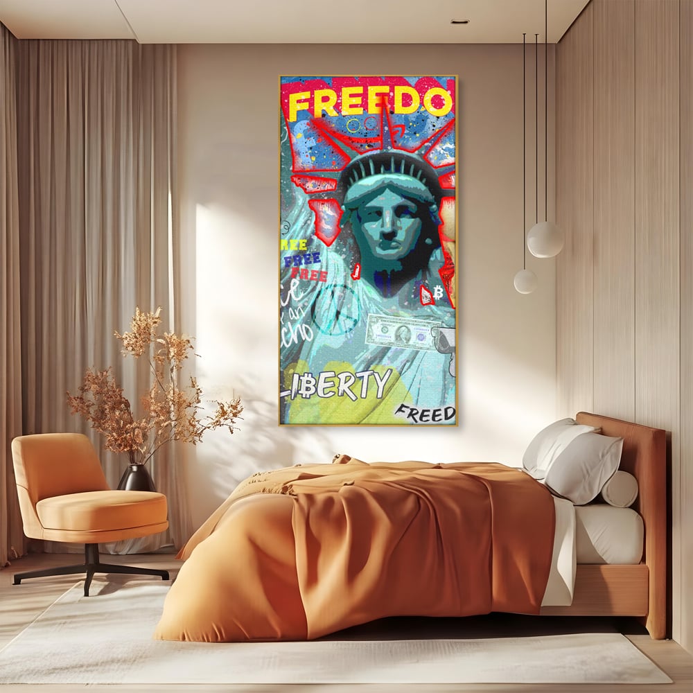 Tablou Canvas Premium LuxCanva® B1014, Statuia Libertatii , Motivational, America, Zeita Libertatii, Culori Vibrante