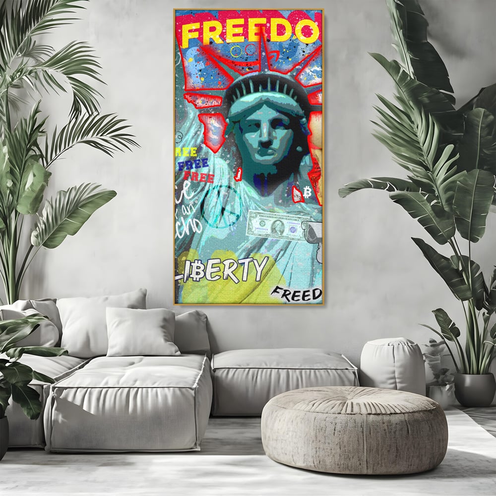 Tablou Canvas Premium LuxCanva® B1014, Statuia Libertatii , Motivational, America, Zeita Libertatii, Culori Vibrante