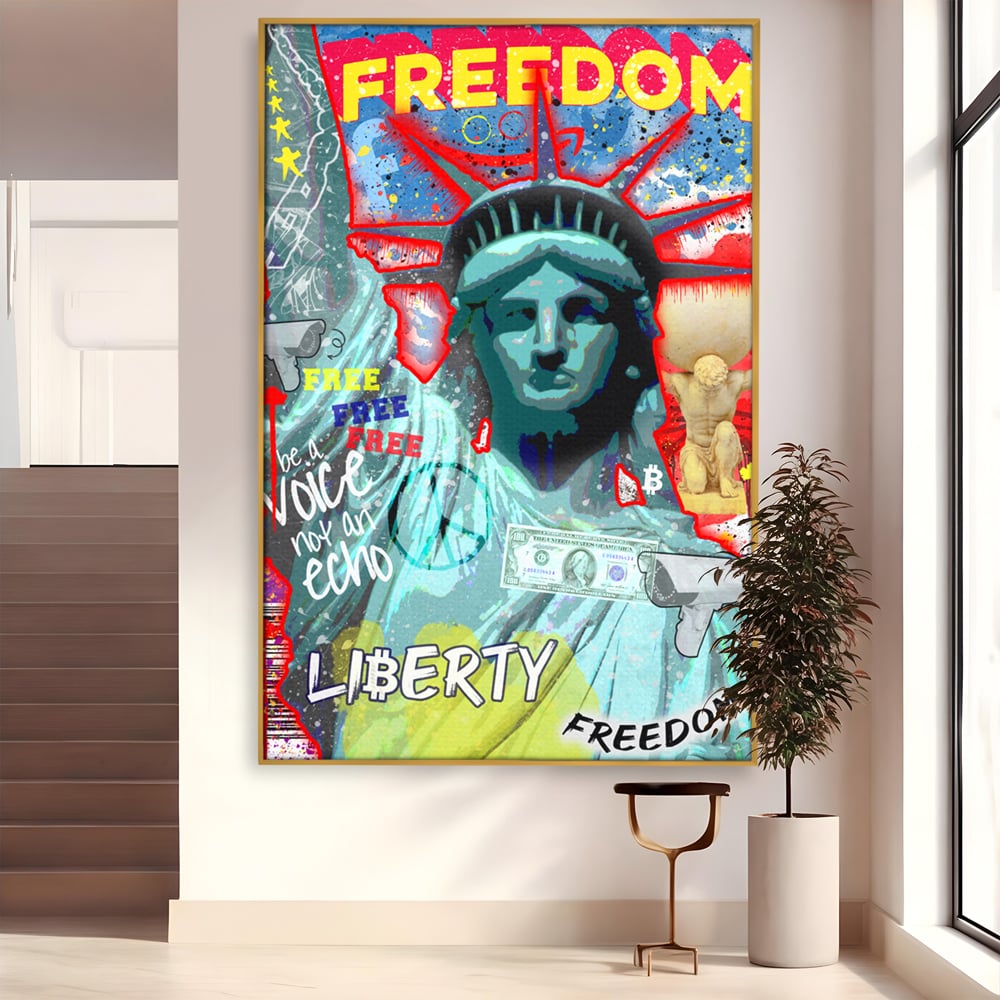 Tablou Canvas Premium LuxCanva® B1014, Statuia Libertatii , Motivational, America, Zeita Libertatii, Culori Vibrante