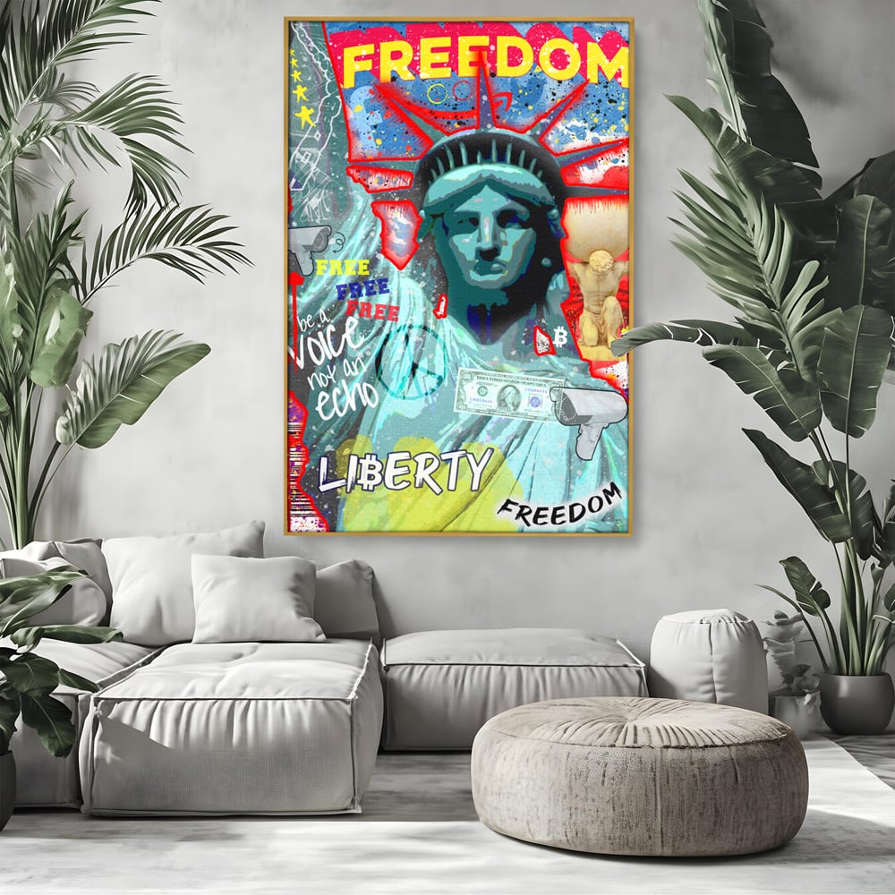 Tablou Canvas Premium LuxCanva® B1014, Statuia Libertatii , Motivational, America, Zeita Libertatii, Culori Vibrante