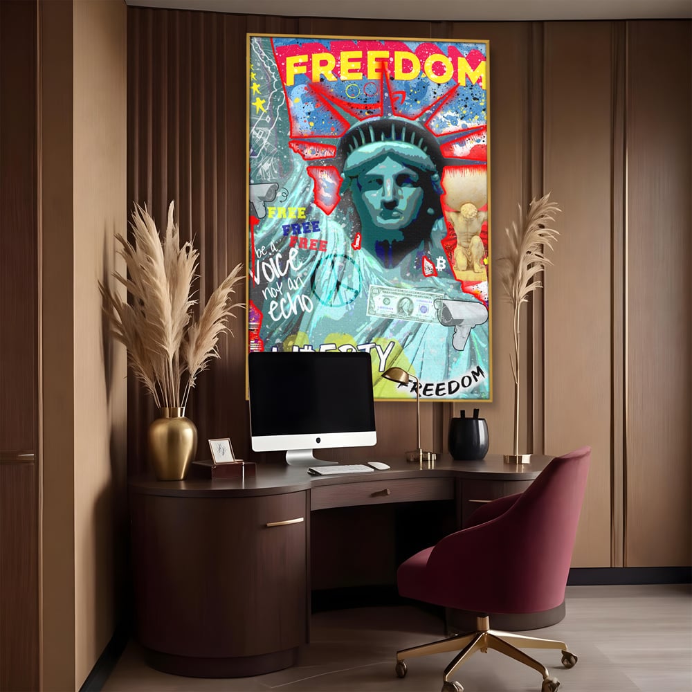 Tablou Canvas Premium LuxCanva® B1014, Statuia Libertatii , Motivational, America, Zeita Libertatii, Culori Vibrante