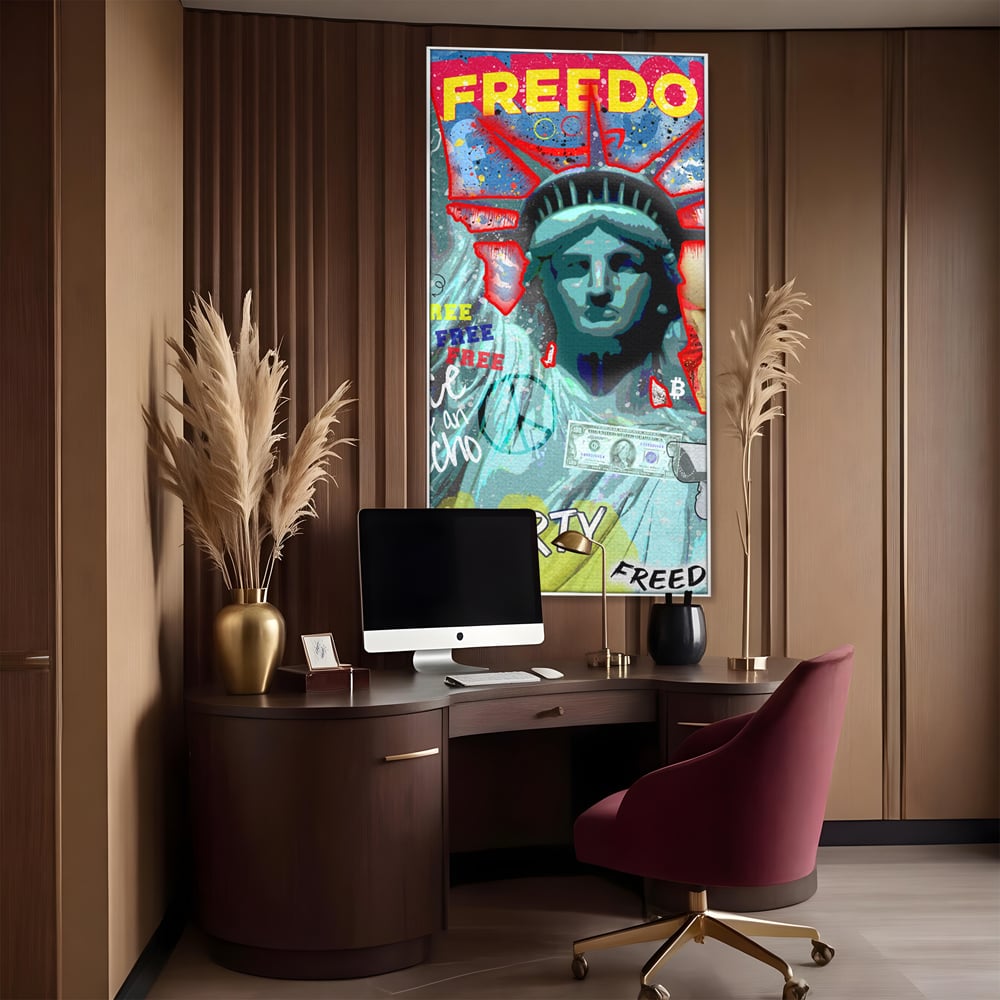 Tablou Canvas Premium LuxCanva® B1014, Statuia Libertatii , Motivational, America, Zeita Libertatii, Culori Vibrante