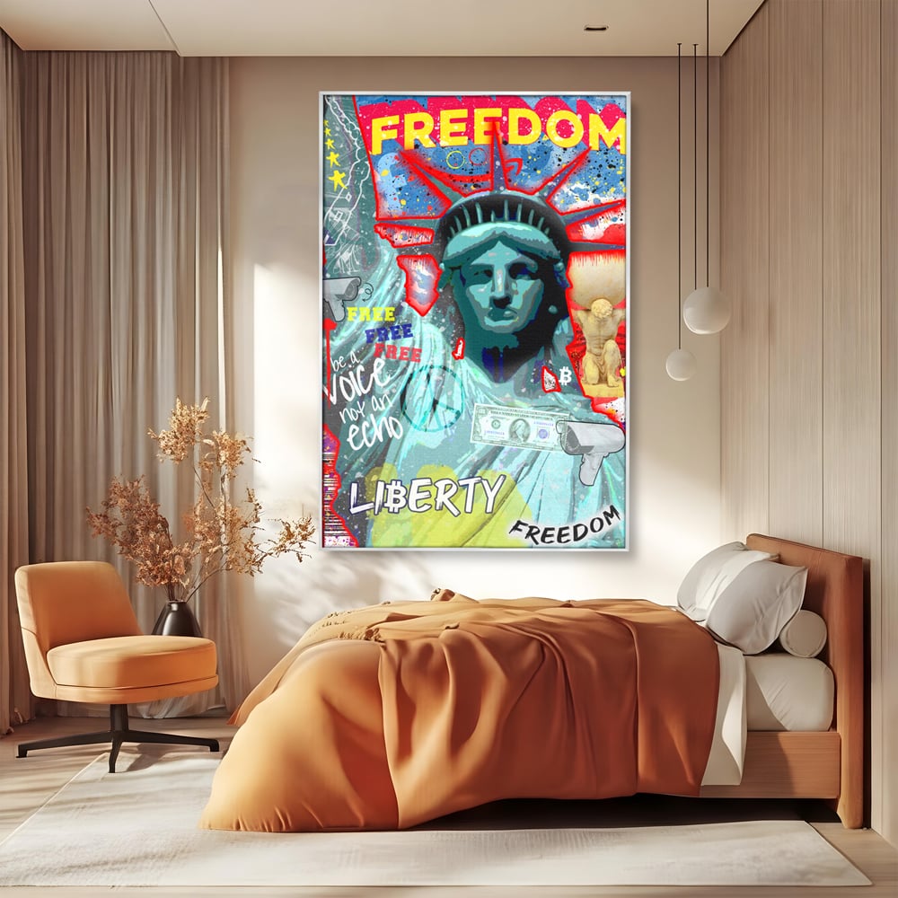 Tablou Canvas Premium LuxCanva® B1014, Statuia Libertatii , Motivational, America, Zeita Libertatii, Culori Vibrante