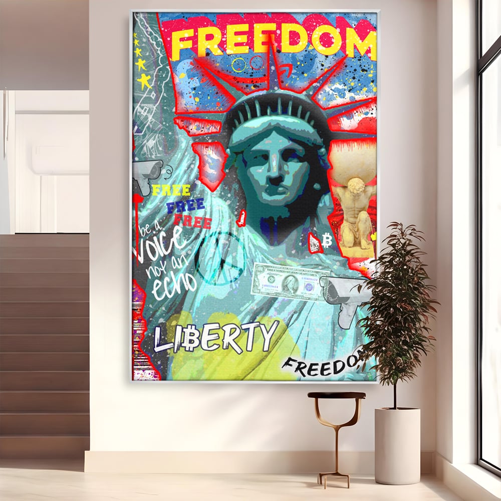 Tablou Canvas Premium LuxCanva® B1014, Statuia Libertatii , Motivational, America, Zeita Libertatii, Culori Vibrante