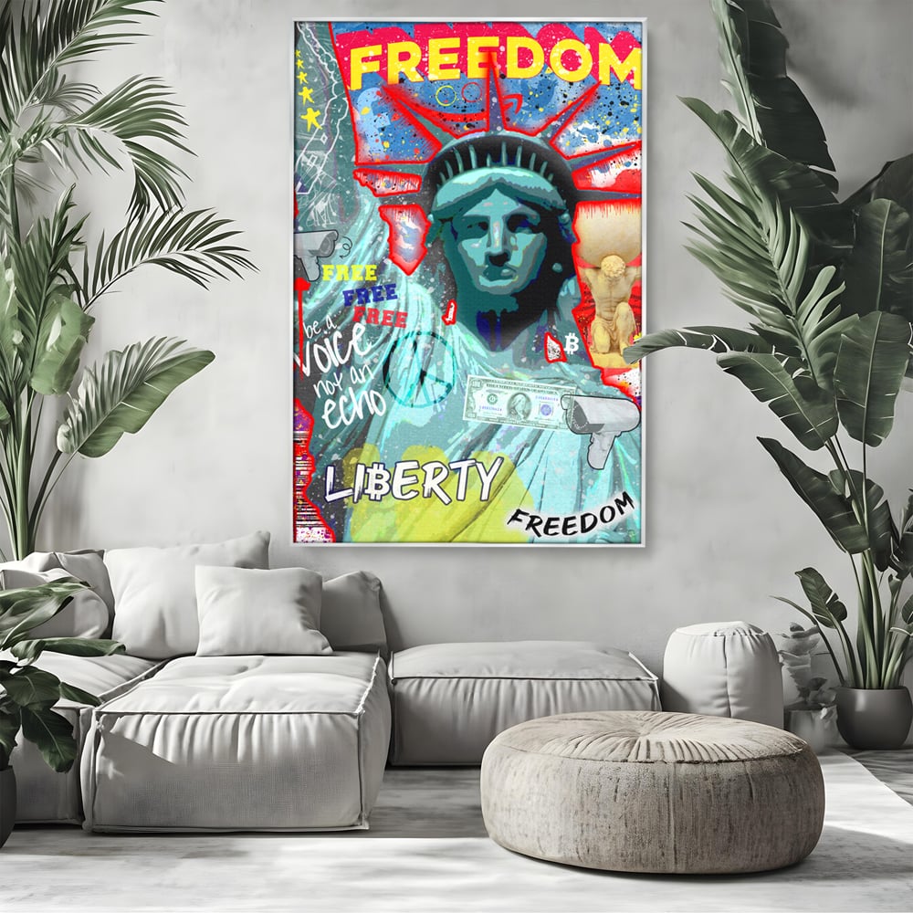 Tablou Canvas Premium LuxCanva® B1014, Statuia Libertatii , Motivational, America, Zeita Libertatii, Culori Vibrante