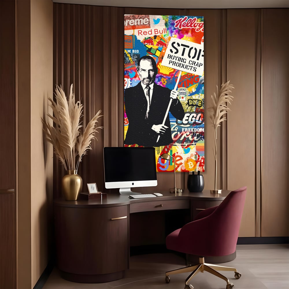 Tablou Canvas Premium LuxCanva® B1015, Steve Jobs , Motivational, Apple, Antreprenor, Geniu, Culori Vibrante