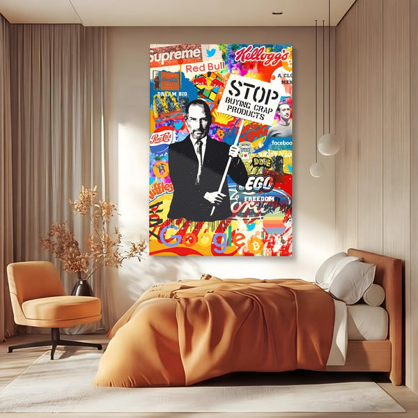Tablou Canvas Premium LuxCanva® B1015, Steve Jobs , Motivational, Apple, Antreprenor, Geniu, Culori Vibrante