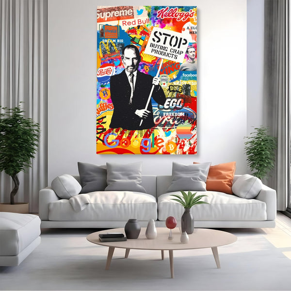 Tablou Canvas Premium LuxCanva® B1015, Steve Jobs , Motivational, Apple, Antreprenor, Geniu, Culori Vibrante