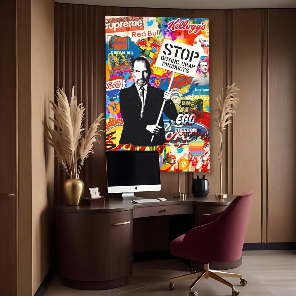 Tablou Canvas Premium LuxCanva® B1015, Steve Jobs , Motivational, Apple, Antreprenor, Geniu, Culori Vibrante