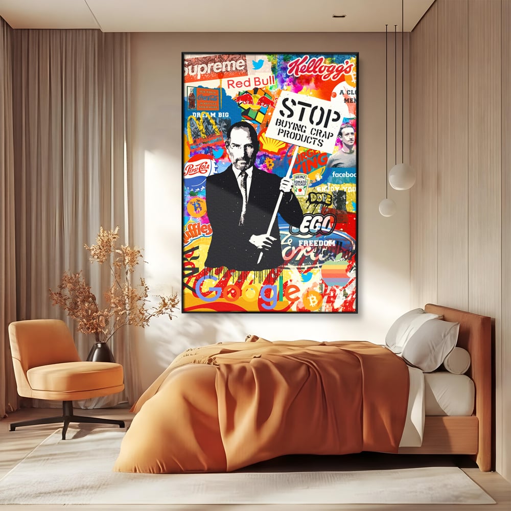 Tablou Canvas Premium LuxCanva® B1015, Steve Jobs , Motivational, Apple, Antreprenor, Geniu, Culori Vibrante