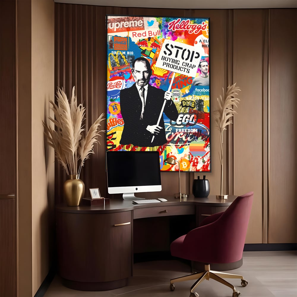 Tablou Canvas Premium LuxCanva® B1015, Steve Jobs , Motivational, Apple, Antreprenor, Geniu, Culori Vibrante