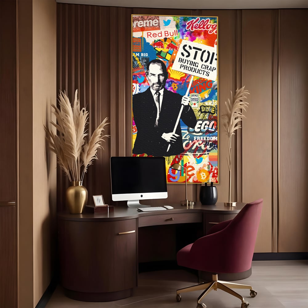 Tablou Canvas Premium LuxCanva® B1015, Steve Jobs , Motivational, Apple, Antreprenor, Geniu, Culori Vibrante