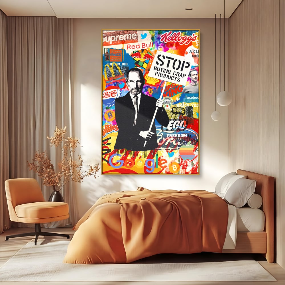 Tablou Canvas Premium LuxCanva® B1015, Steve Jobs , Motivational, Apple, Antreprenor, Geniu, Culori Vibrante