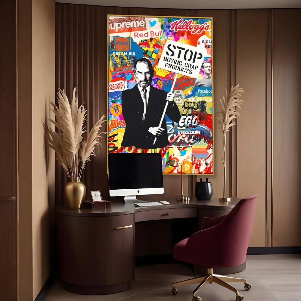 Tablou Canvas Premium LuxCanva® B1015, Steve Jobs , Motivational, Apple, Antreprenor, Geniu, Culori Vibrante