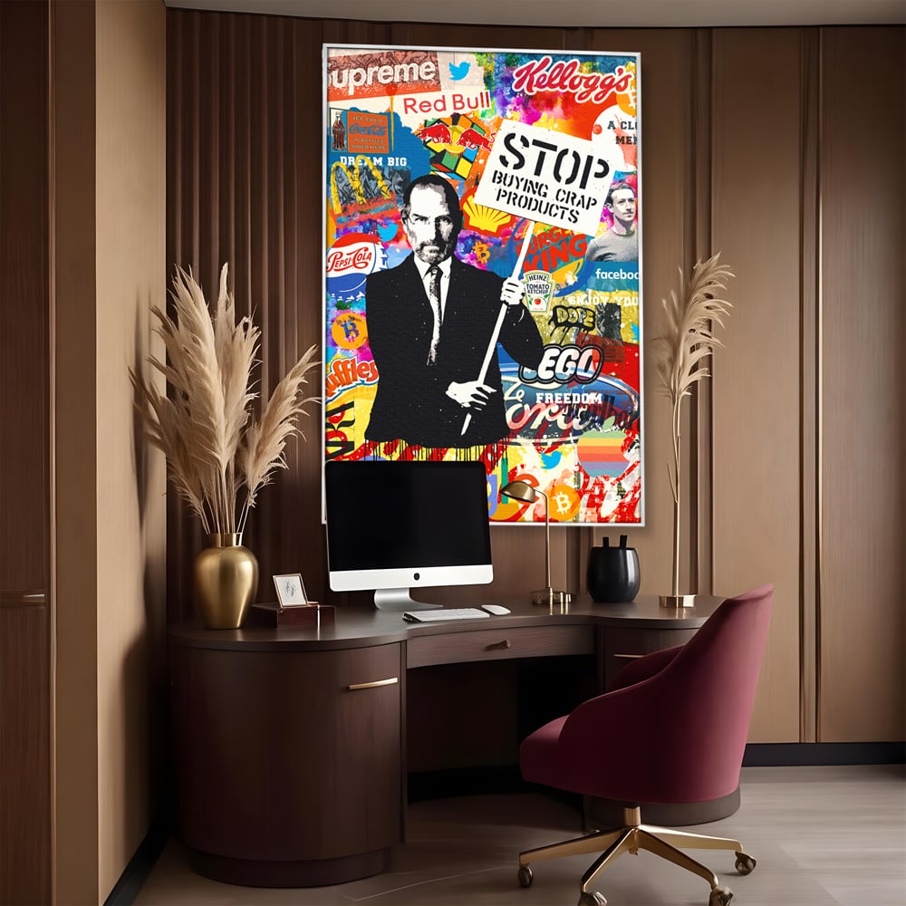 Tablou Canvas Premium LuxCanva® B1015, Steve Jobs , Motivational, Apple, Antreprenor, Geniu, Culori Vibrante