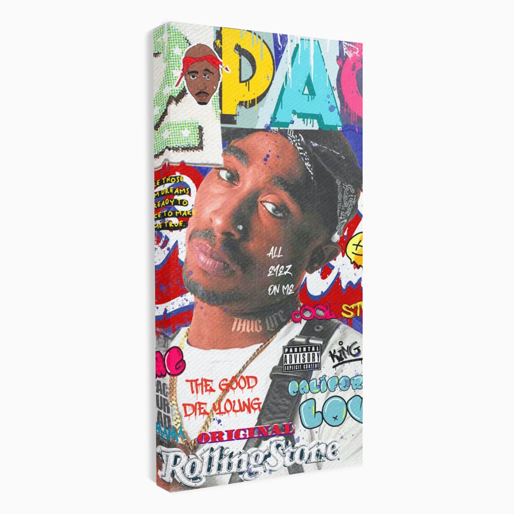 Tablou Canvas Premium LuxCanva® B1016, Tupac Shakur , Motivational, Hip-Hop, 2Pac, Cantaret, Culori Vibrante
