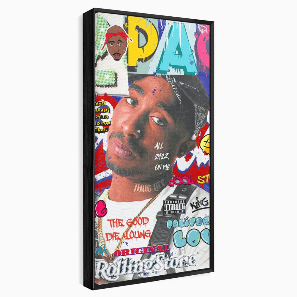 Tablou Canvas Premium LuxCanva® B1016, Tupac Shakur , Motivational, Hip-Hop, 2Pac, Cantaret, Culori Vibrante