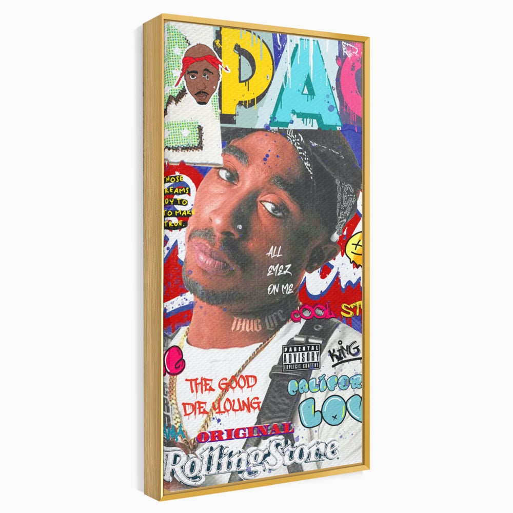 Tablou Canvas Premium LuxCanva® B1016, Tupac Shakur , Motivational, Hip-Hop, 2Pac, Cantaret, Culori Vibrante