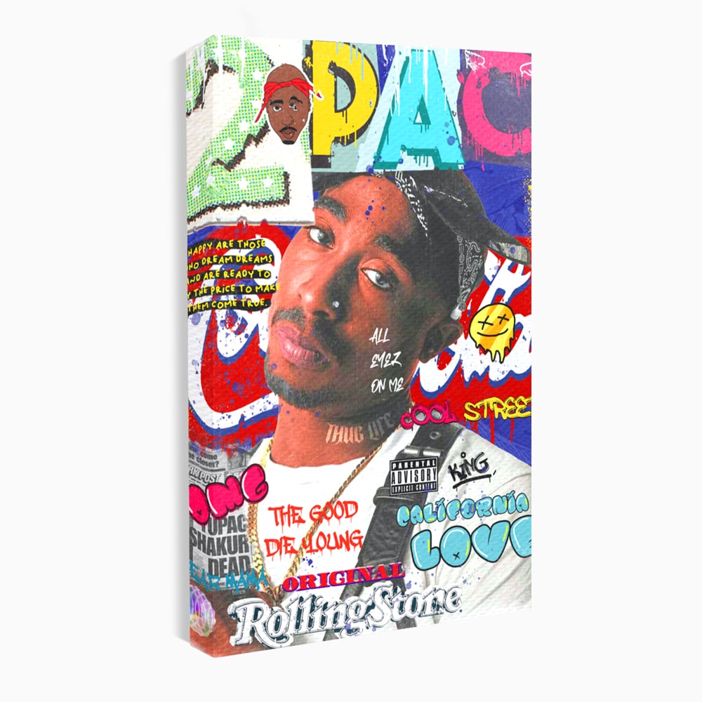 Tablou Canvas Premium LuxCanva® B1016, Tupac Shakur , Motivational, Hip-Hop, 2Pac, Cantaret, Culori Vibrante