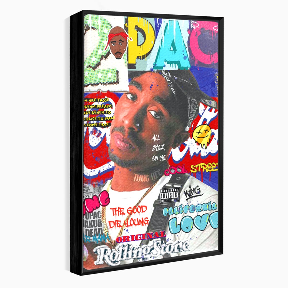 Tablou Canvas Premium LuxCanva® B1016, Tupac Shakur , Motivational, Hip-Hop, 2Pac, Cantaret, Culori Vibrante