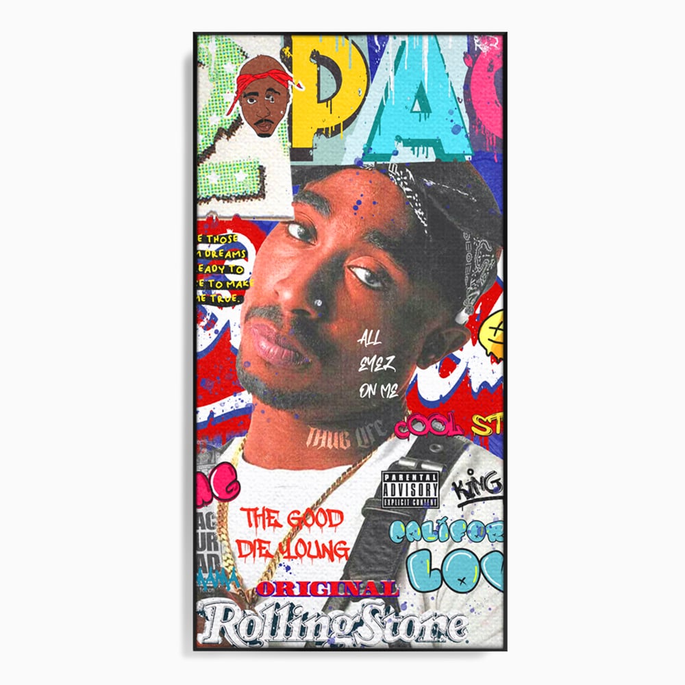 Tablou Canvas Premium LuxCanva® B1016, Tupac Shakur , Motivational, Hip-Hop, 2Pac, Cantaret, Culori Vibrante