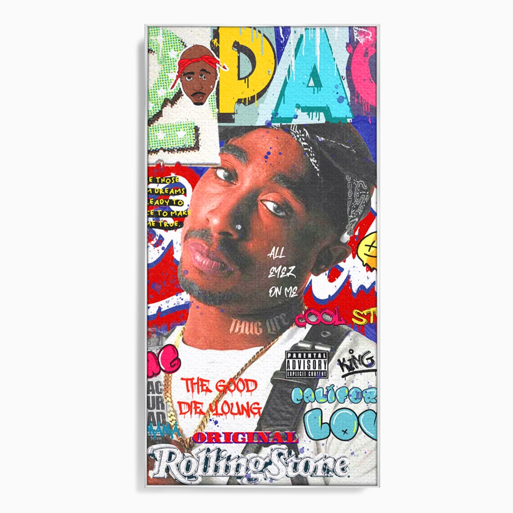 Tablou Canvas Premium LuxCanva® B1016, Tupac Shakur , Motivational, Hip-Hop, 2Pac, Cantaret, Culori Vibrante