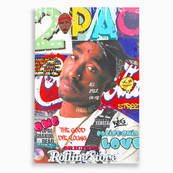 Tablou Canvas Premium LuxCanva® B1016, Tupac Shakur , Motivational, Hip-Hop, 2Pac, Cantaret, Culori Vibrante