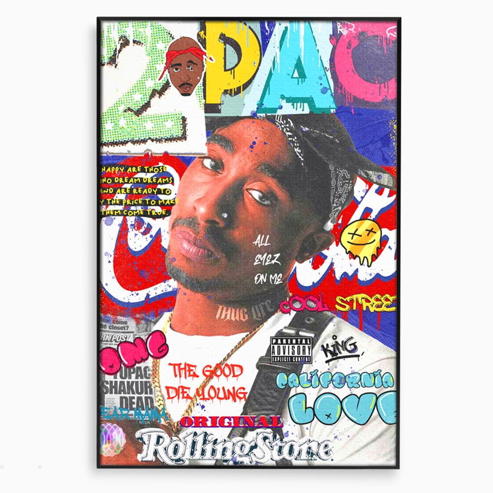 Tablou Canvas Premium LuxCanva® B1016, Tupac Shakur , Motivational, Hip-Hop, 2Pac, Cantaret, Culori Vibrante