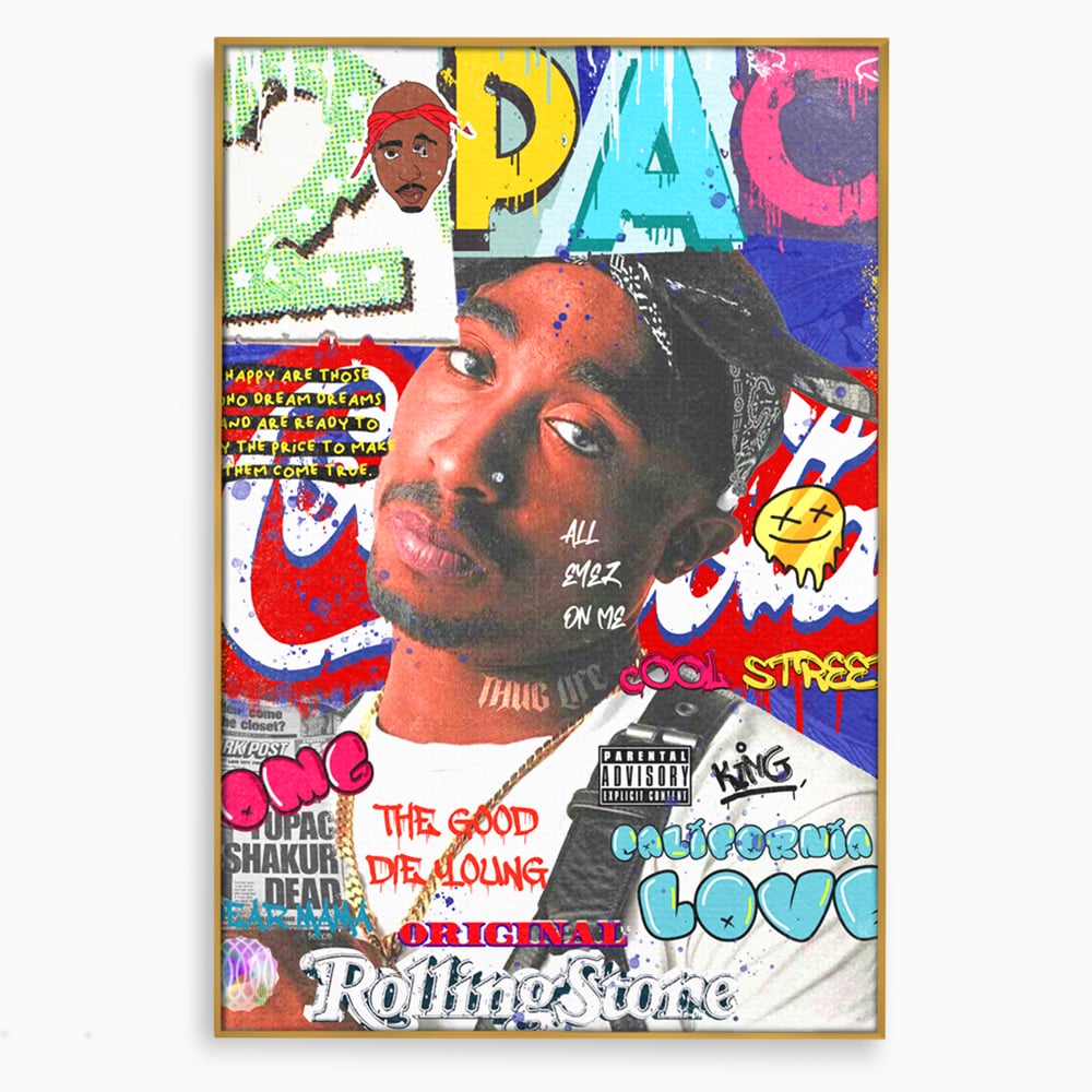 Tablou Canvas Premium LuxCanva® B1016, Tupac Shakur , Motivational, Hip-Hop, 2Pac, Cantaret, Culori Vibrante