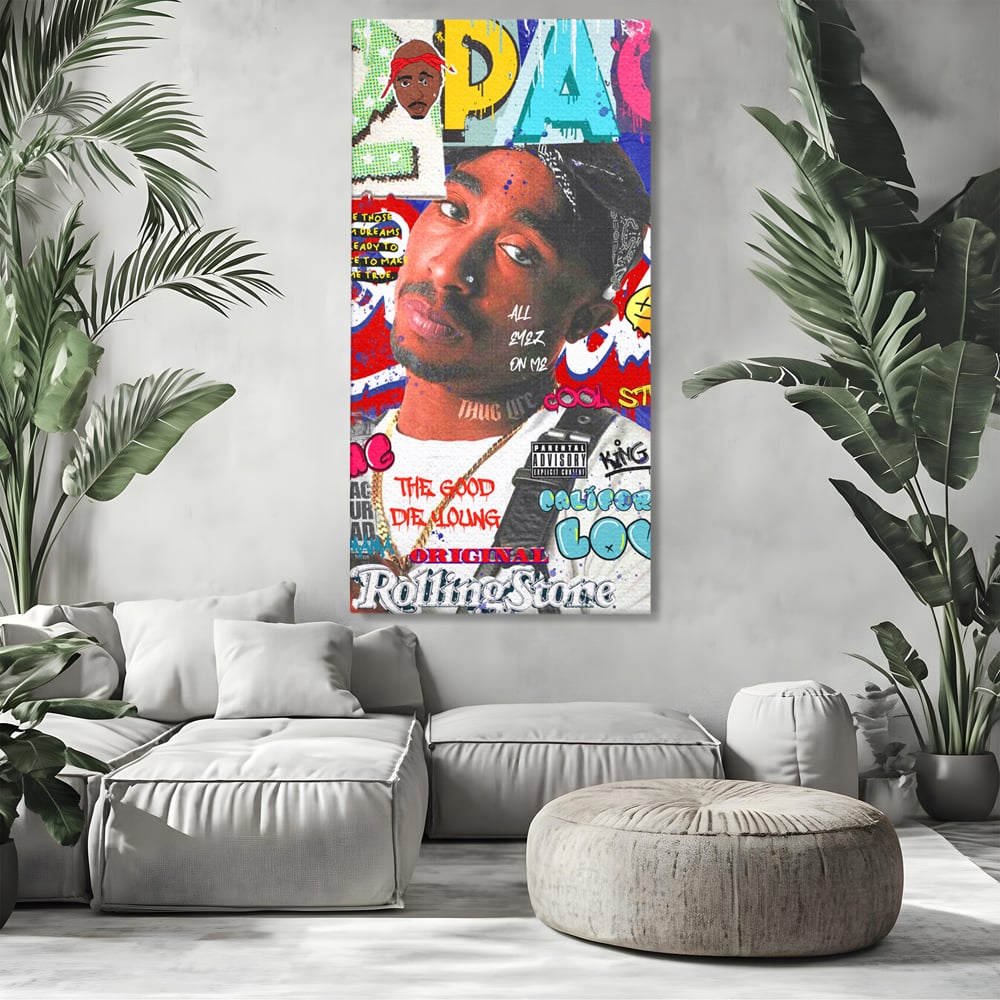 Tablou Canvas Premium LuxCanva® B1016, Tupac Shakur , Motivational, Hip-Hop, 2Pac, Cantaret, Culori Vibrante