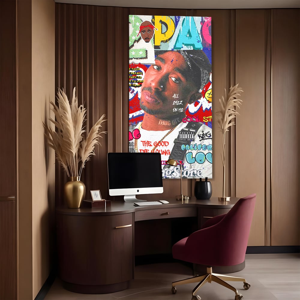 Tablou Canvas Premium LuxCanva® B1016, Tupac Shakur , Motivational, Hip-Hop, 2Pac, Cantaret, Culori Vibrante