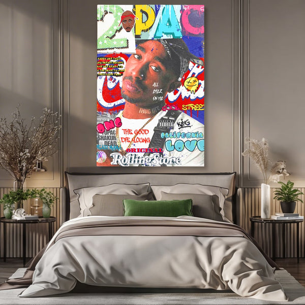 Tablou Canvas Premium LuxCanva® B1016, Tupac Shakur , Motivational, Hip-Hop, 2Pac, Cantaret, Culori Vibrante