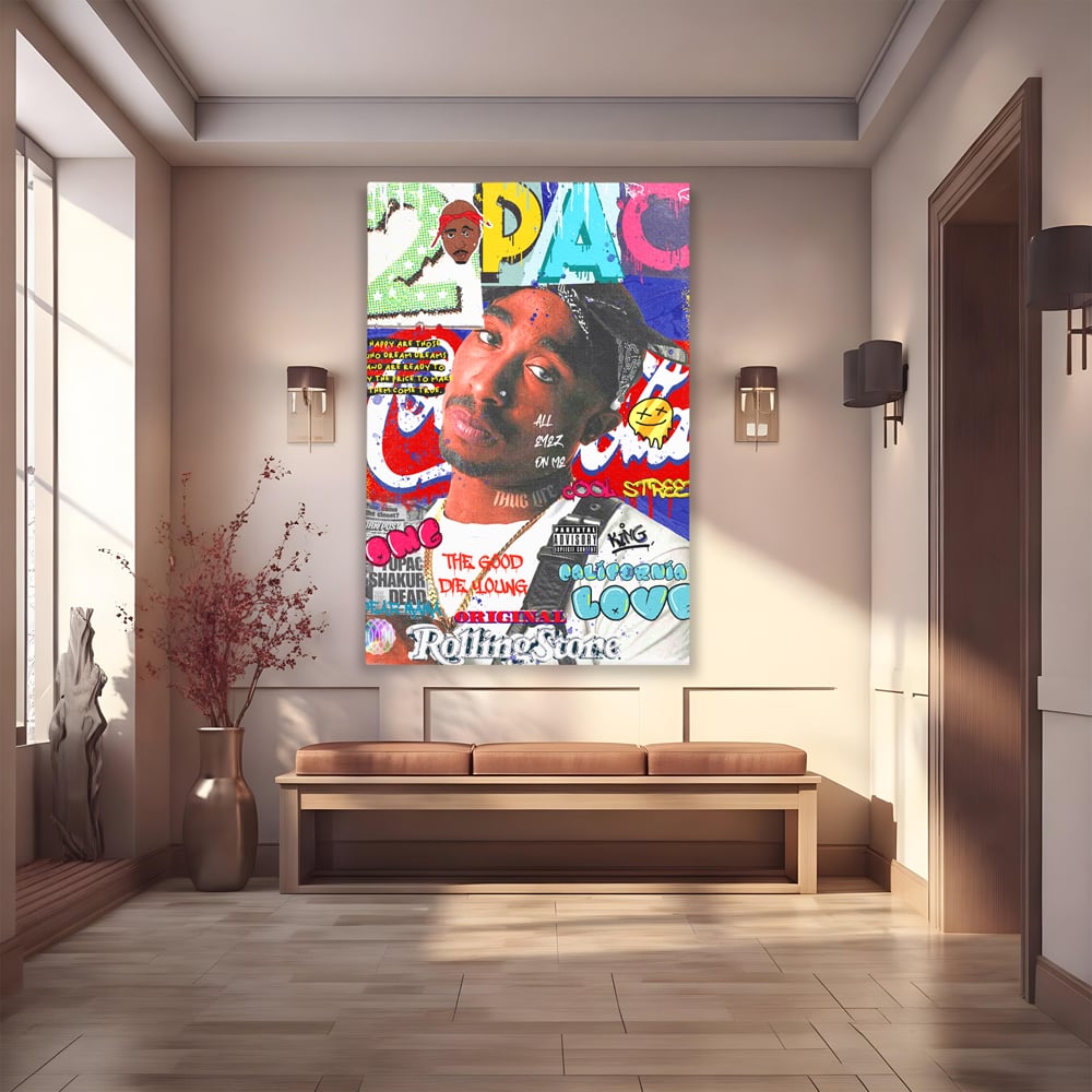 Tablou Canvas Premium LuxCanva® B1016, Tupac Shakur , Motivational, Hip-Hop, 2Pac, Cantaret, Culori Vibrante