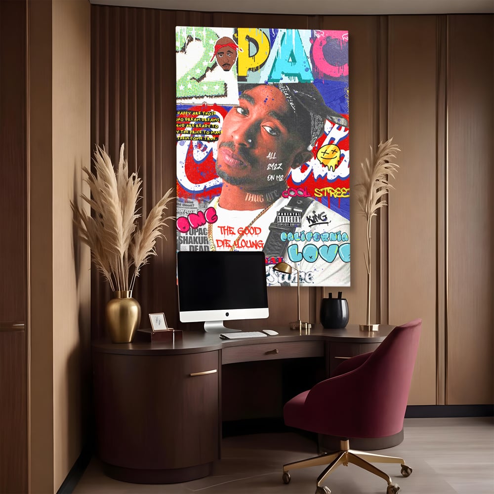 Tablou Canvas Premium LuxCanva® B1016, Tupac Shakur , Motivational, Hip-Hop, 2Pac, Cantaret, Culori Vibrante
